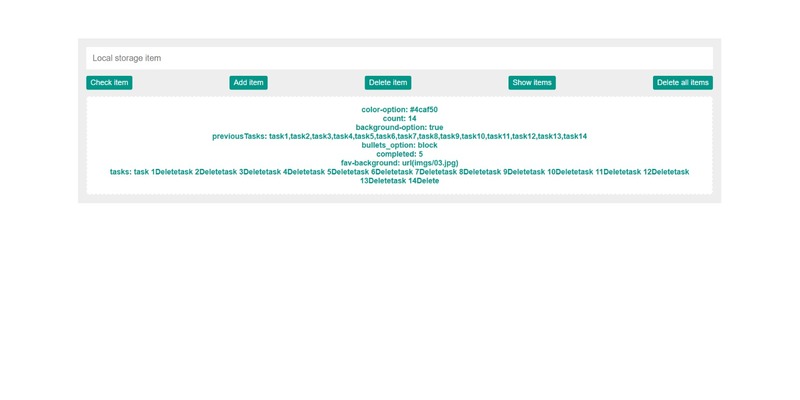 Screenshot of Project Eighteen - JavaScript app to Control Local Storage